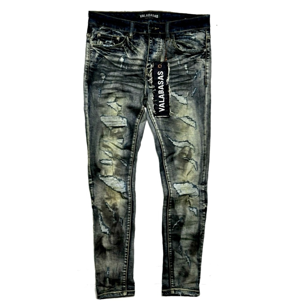 Valabasas Shatter skinny denim jeans in a distressed wash